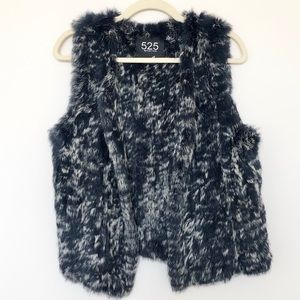 New 525 America Luxe Blue Drape Rabbit Fur Vest M